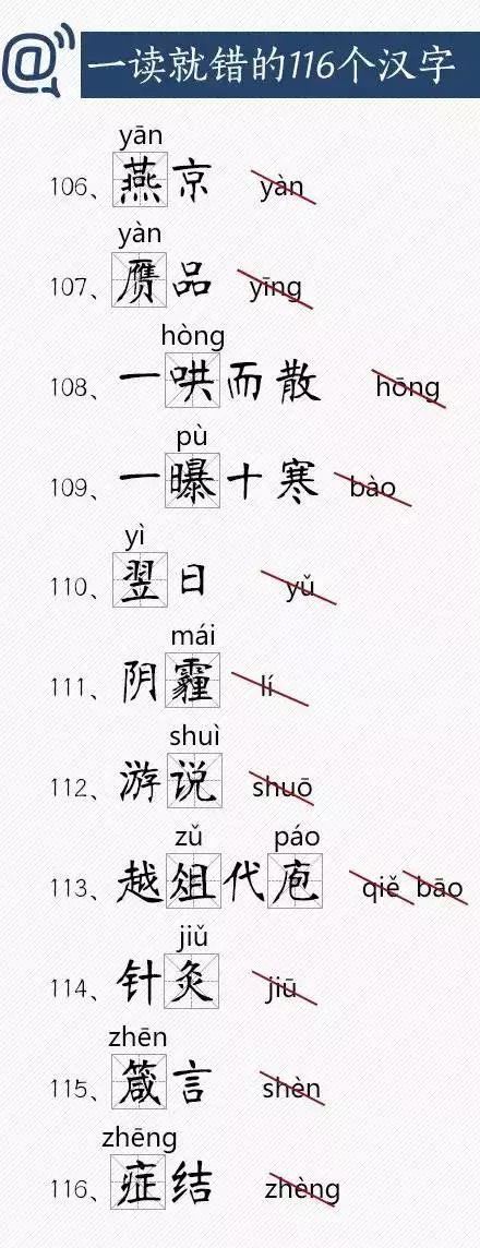 一读就错的116个汉字，快把正确读音教给孩子！_http://www.jidianku.com_教育资讯_第9张